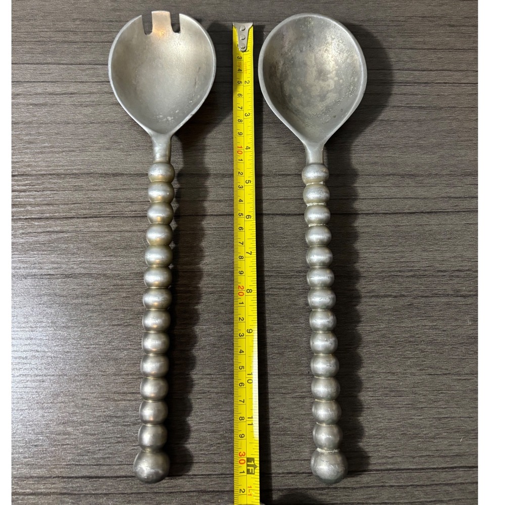 Artimine Large Handcrafted‎ Beaded Aluminum Salad Servers Fork & Spoon Set - Picture 4 of 4
